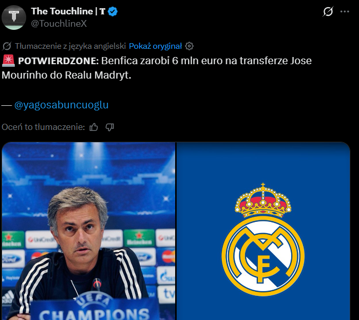 HIT! Tyle Benfica ZAROBI na przenosinach Jose Mourinho do Realu Madryt!